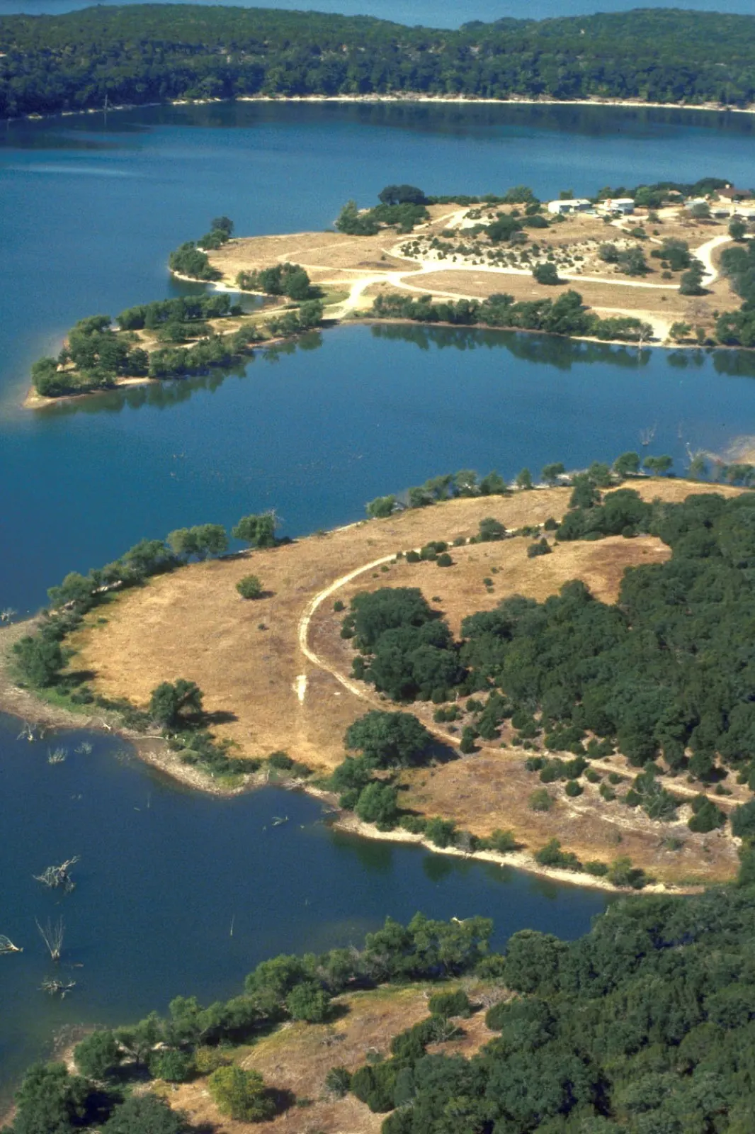 Lake Belton shoreline and established neighborhoods in Belton, Texas